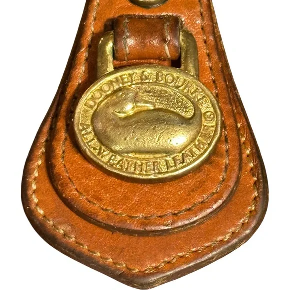 Vintage Dooney & Bourke Tan Leather Key Fob with Brass Duck Emblem - Picture 9 of 9